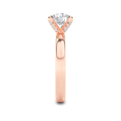 2Cttw Round Shaped Lab Grown Diamond (F/VS) HiddenHalo Petite Shank Ring in 14K Gold