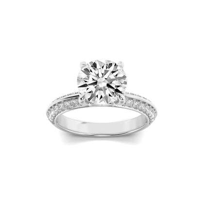 2Cttw Round Shaped Lab Grown Diamond (F/VS) Micro Pave Knife Edge Accent Ring in 14K Gold
