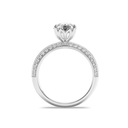 2Cttw Round Shaped Lab Grown Diamond (F/VS) Micro Pave Knife Edge Accent Ring in 14K Gold