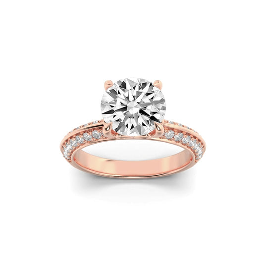 2Cttw Round Shaped Lab Grown Diamond (F/VS) MicroPave Knife Edge Accent Ring in 14K Gold