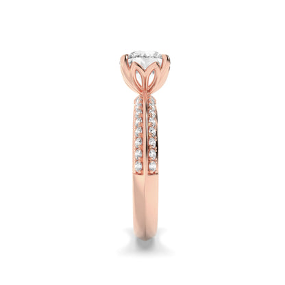 2Cttw Round Shaped Lab Grown Diamond (F/VS) MicroPave Knife Edge Accent Ring in 14K Gold