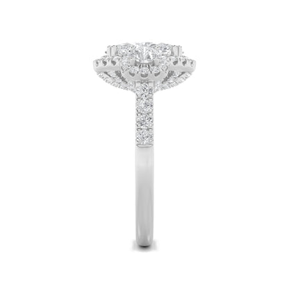 3Cttw Oval Shaped Lab Grown Diamond (F/VS) Three Stone Accented Ring in 14K Gold