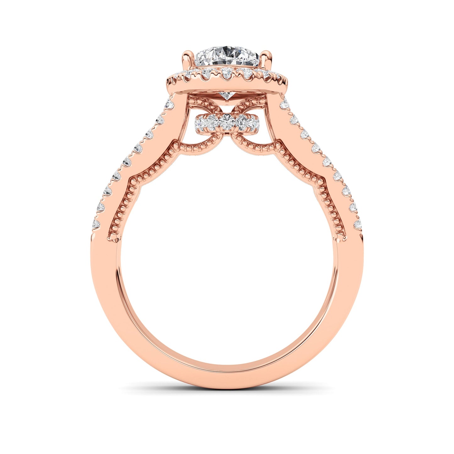 2Cttw Pear Shaped Lab Grown Diamond (F/VS) Split Shank Accented Ring in 14K Gold