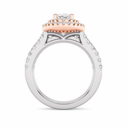2Cttw Oval Shaped Lab Grown Diamond (F/VS) DoubleHalo Bridal Set Engagement Ring Set in 14K Gold