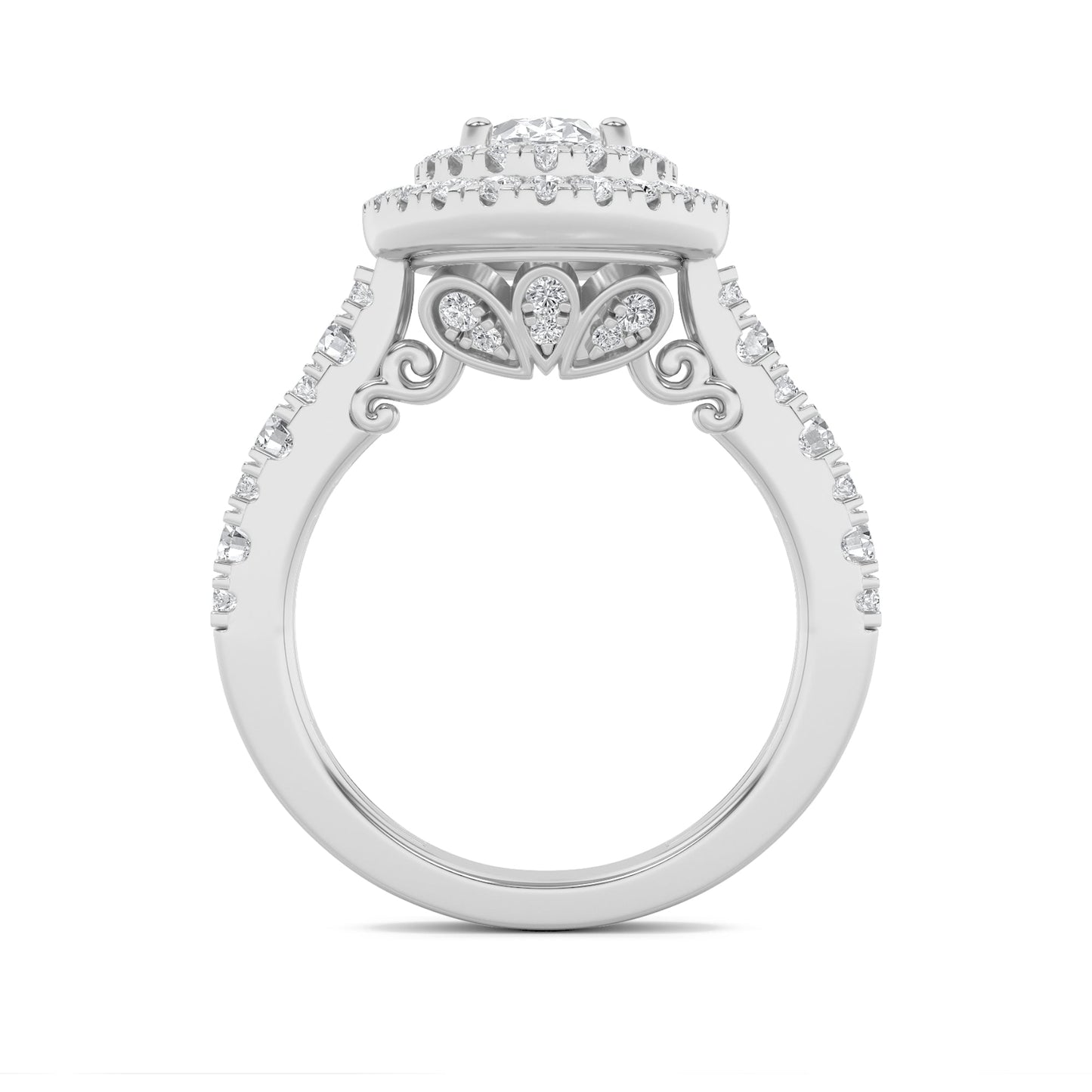 2Cttw Oval Shaped Lab Grown Diamond (F/VS) DoubleHalo Engagement Ring in 14K Gold