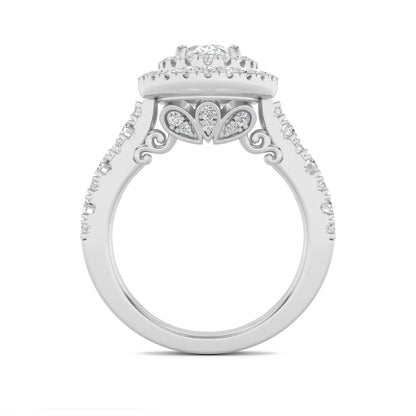 2Cttw Oval Shaped Lab Grown Diamond (F/VS) DoubleHalo Engagement Ring in 14K Gold