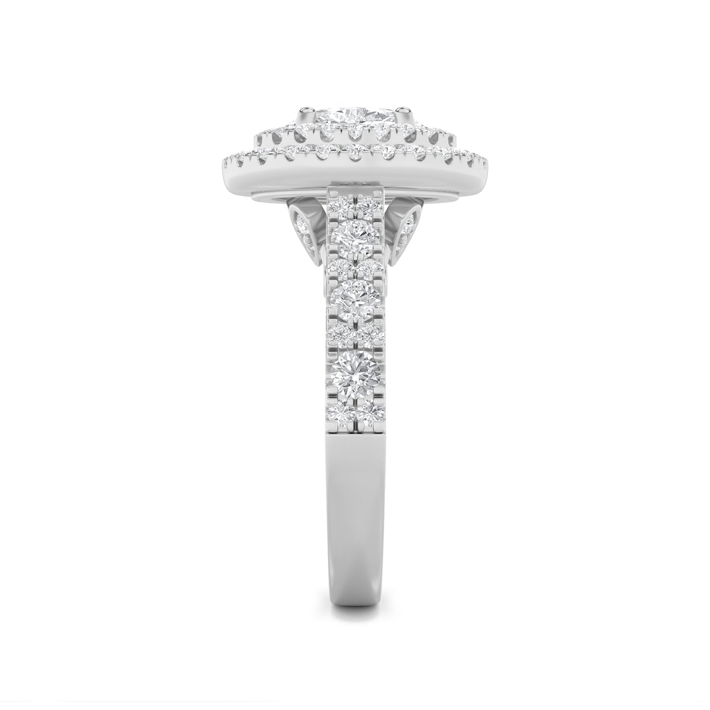 2Cttw Oval Shaped Lab Grown Diamond (F/VS) DoubleHalo Engagement Ring in 14K Gold