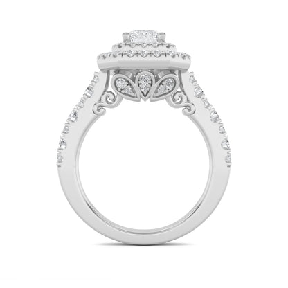 2Cttw Radiant Shaped Lab Grown Diamond (F/VS) Double Halo Engagement Ring in 14K Gold