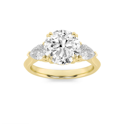 3Cttw Round Shaped Lab Grown Diamond (F/VS) ThreeStone Hidden Halo Ring in 14K Gold