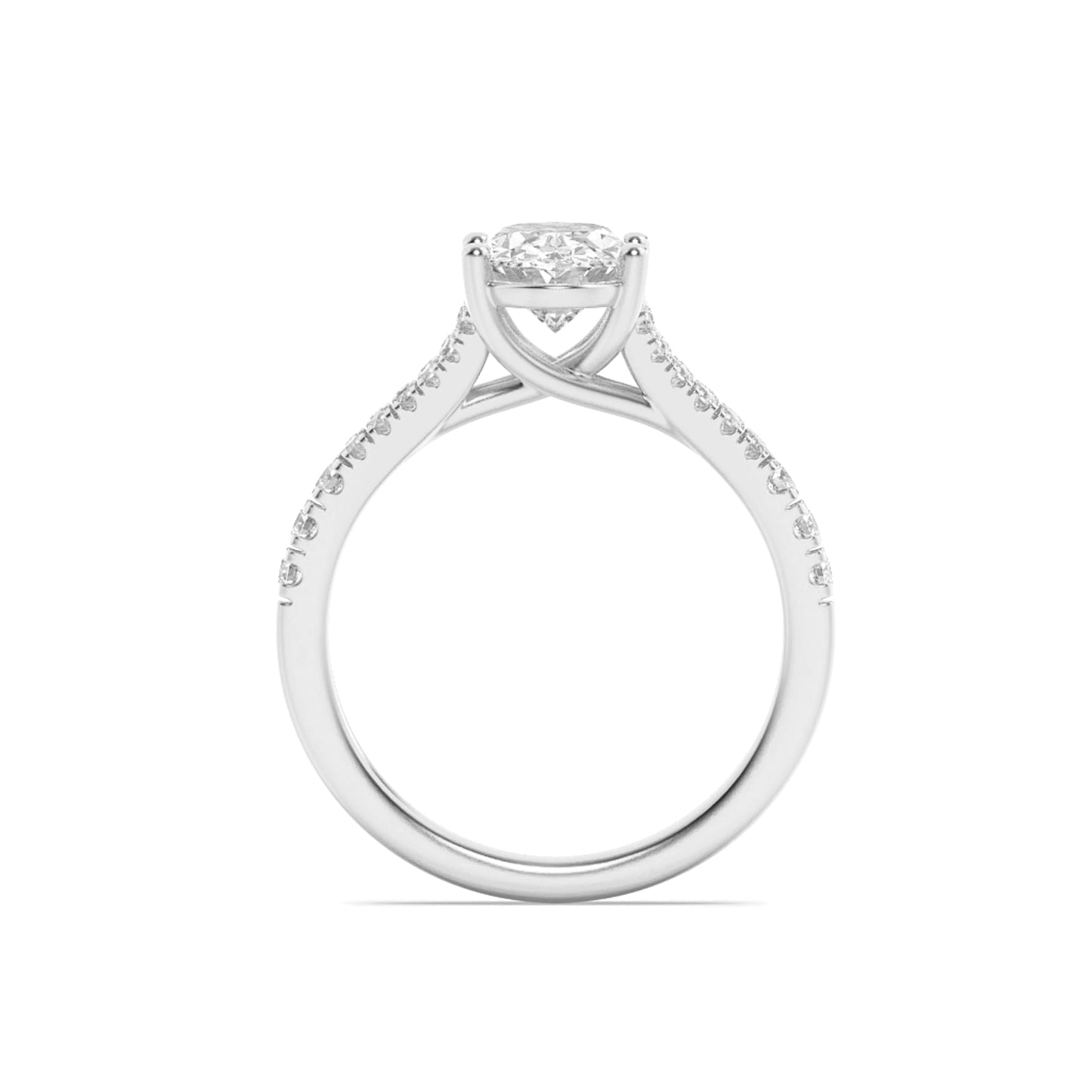 2Cttw Oval Shaped Lab Grown Diamond (F/VS) Split Shank Trellis Engagement Ring in 14K Gold