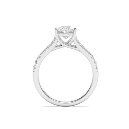 2Cttw Oval Shaped Lab Grown Diamond (F/VS) Split Shank Trellis Engagement Ring in 14K Gold