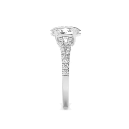 2Cttw Oval Shaped Lab Grown Diamond (F/VS) Split Shank Trellis Engagement Ring in 14K Gold