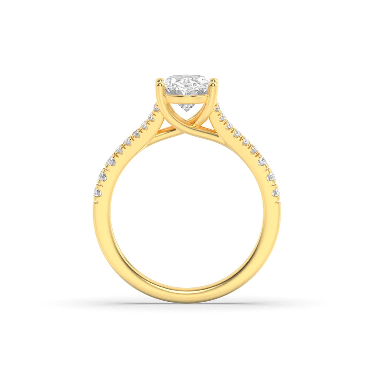 2Cttw Oval Shaped Lab Grown Diamond (F/VS) Split Shank Trellis Engagement Ring in 14K Gold