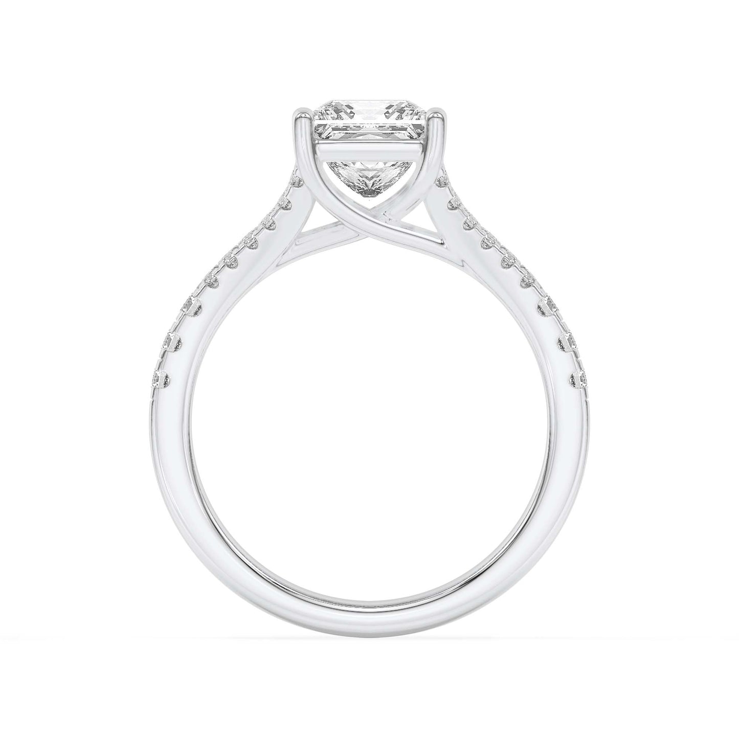 2Cttw Princess Shaped Lab Grown Diamond (F/VS) Split Shank Trellis Engagement Ring in 14K Gold