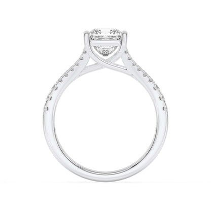 2Cttw Princess Shaped Lab Grown Diamond (F/VS) Split Shank Trellis Engagement Ring in 14K Gold