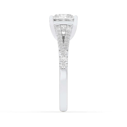 2Cttw Princess Shaped Lab Grown Diamond (F/VS) Split Shank Trellis Engagement Ring in 14K Gold