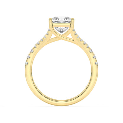 2Cttw Princess Shaped Lab Grown Diamond (F/VS) Split Shank Trellis Engagement Ring in 14K Gold