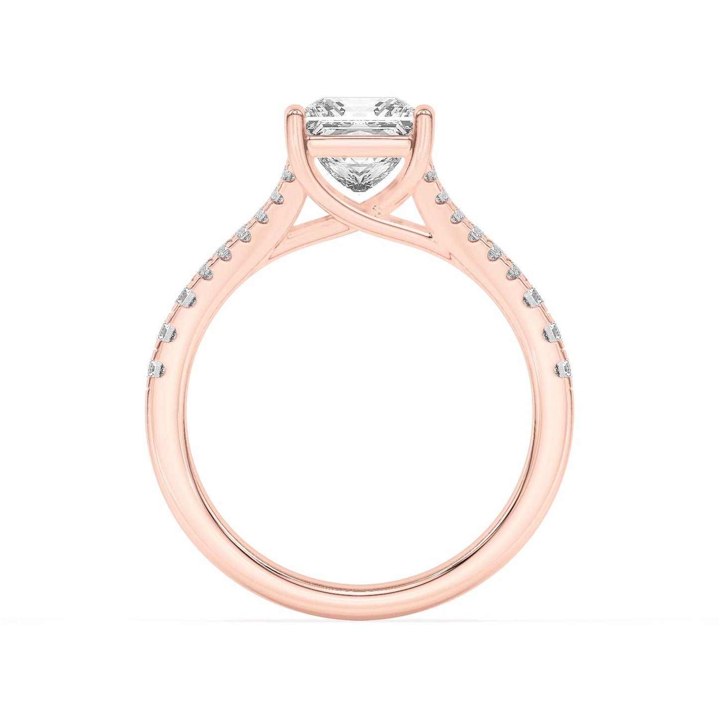 2Cttw Princess Shaped Lab Grown Diamond (F/VS) Split Shank Trellis Engagement Ring in 14K Gold