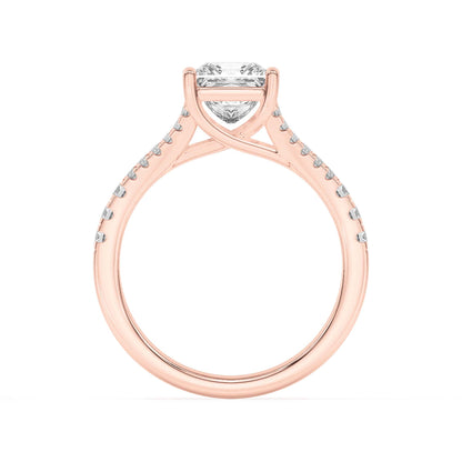 2Cttw Princess Shaped Lab Grown Diamond (F/VS) Split Shank Trellis Engagement Ring in 14K Gold
