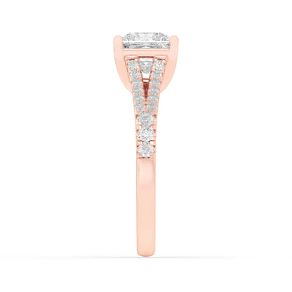 2Cttw Princess Shaped Lab Grown Diamond (F/VS) Split Shank Trellis Engagement Ring in 14K Gold