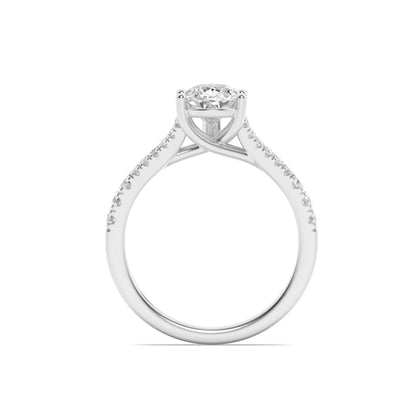 2Cttw Pear Shaped Lab Grown Diamond (F/VS) Split Shank Trellis Engagement Ring in 14K Gold