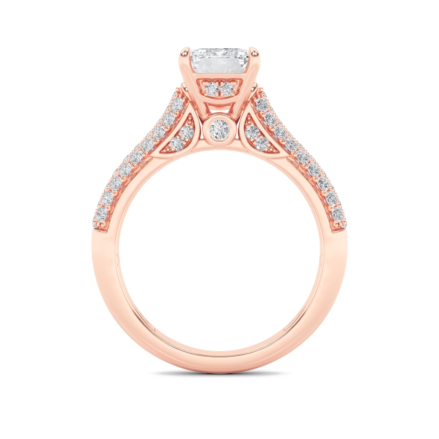 2.5Cttw Emerald Shaped Lab Grown Diamond (F/VS) Hidden Halo Accented Engagement Ring in 14K Gold