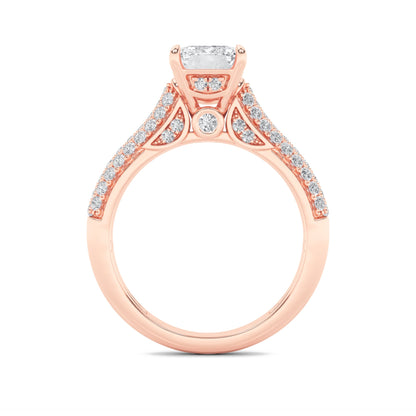 2.5Cttw Emerald Shaped Lab Grown Diamond (F/VS) Hidden Halo Accented Engagement Ring in 14K Gold