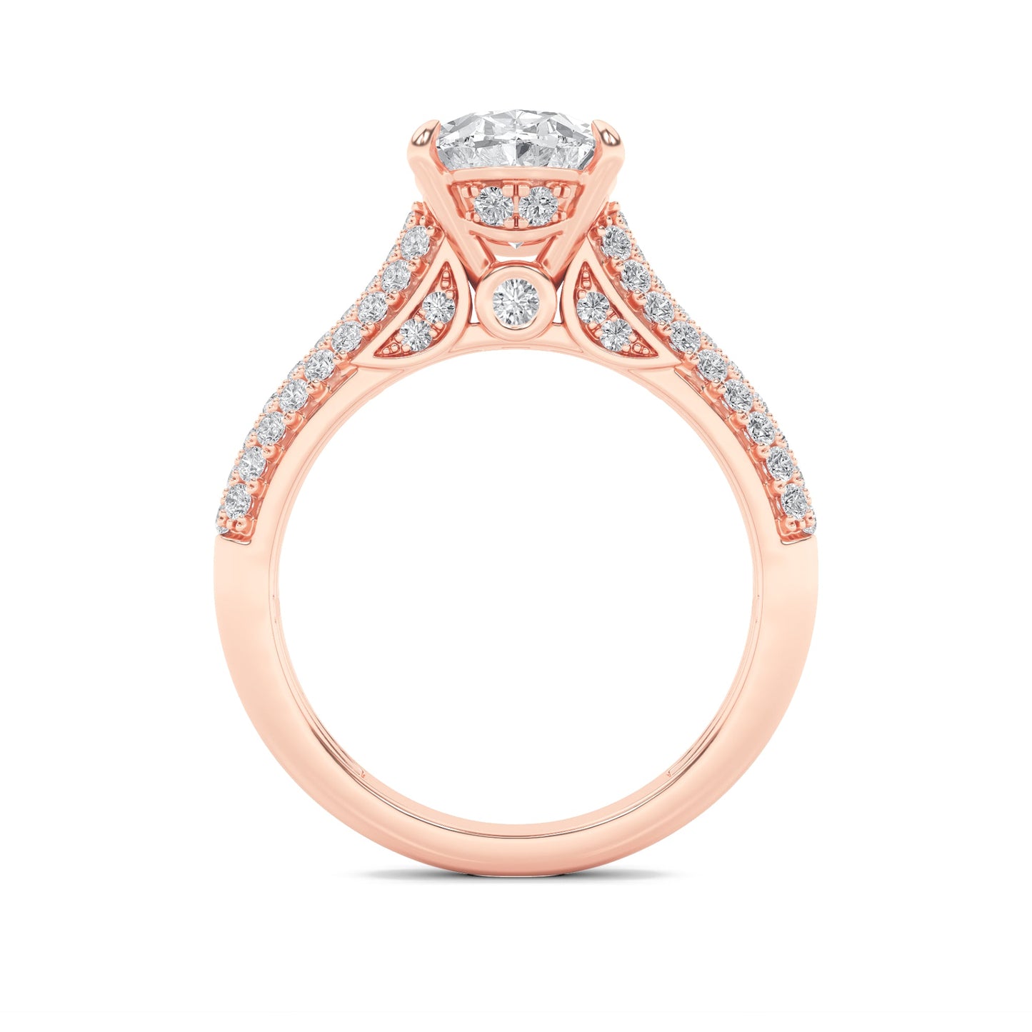 1.5Cttw Oval Shaped Lab Grown Diamond (F/VS) Hidden Halo Accented Engagement Ring in 14K Gold