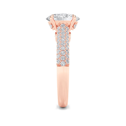 1.5Cttw Oval Shaped Lab Grown Diamond (F/VS) Hidden Halo Accented Engagement Ring in 14K Gold