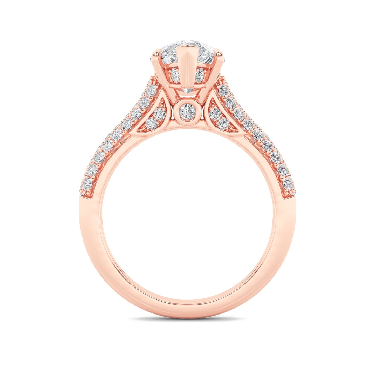 2.5Cttw Pear Shaped Lab Grown Diamond (F/VS) Hidden Halo Accented Engagement Ring in 14K Gold