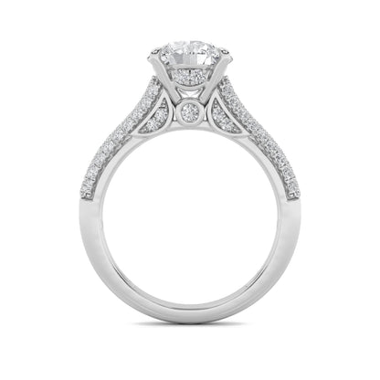 2.5Cttw Round Shaped Lab Grown Diamond (F/VS) Hidden Halo Accented Engagement Ring in 14K Gold