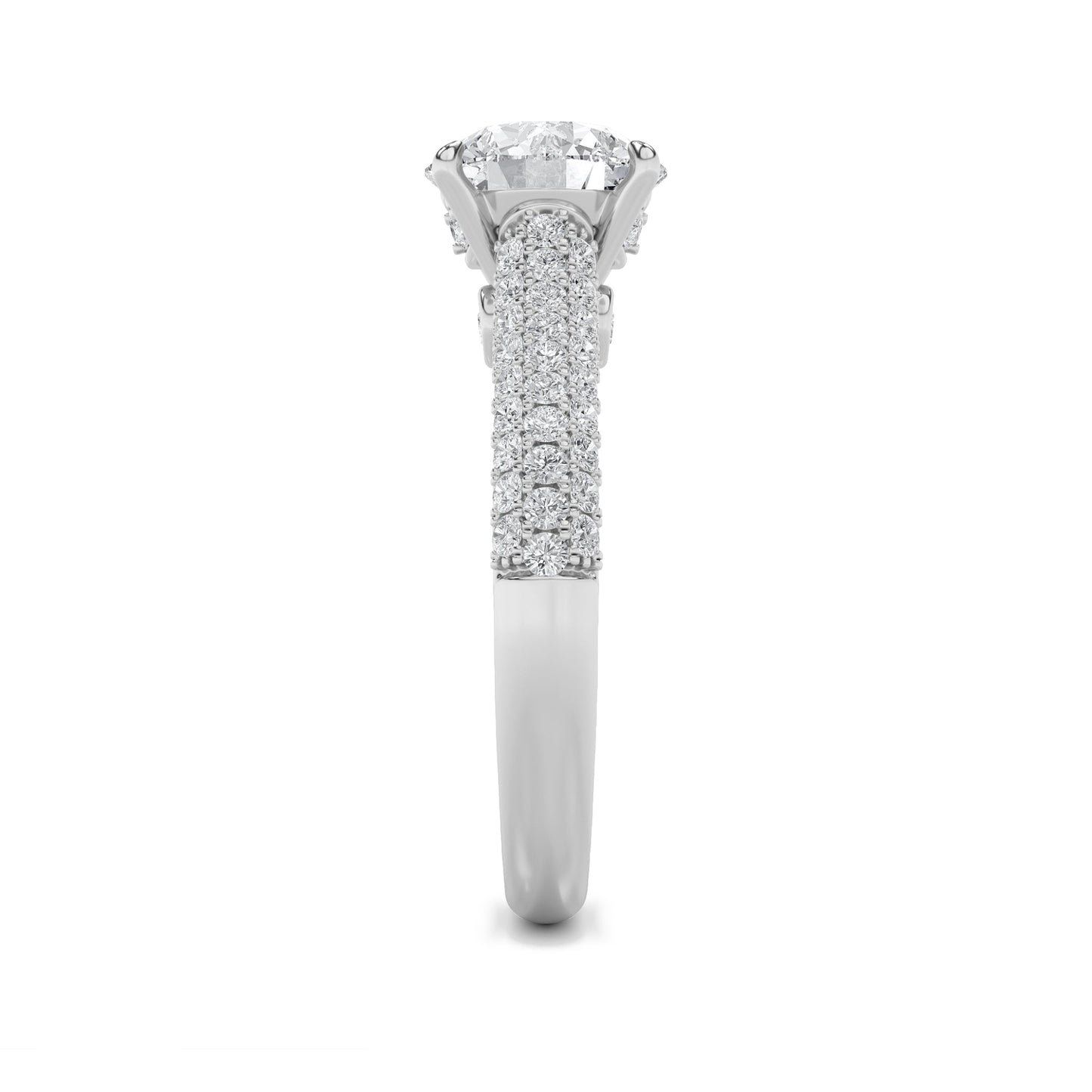2.5Cttw Round Shaped Lab Grown Diamond (F/VS) Hidden Halo Accented Engagement Ring in 14K Gold