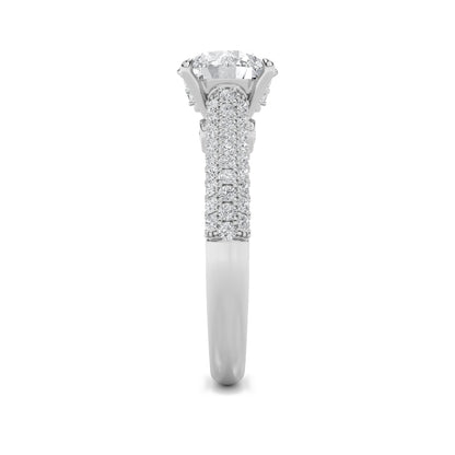 2.5Cttw Round Shaped Lab Grown Diamond (F/VS) Hidden Halo Accented Engagement Ring in 14K Gold