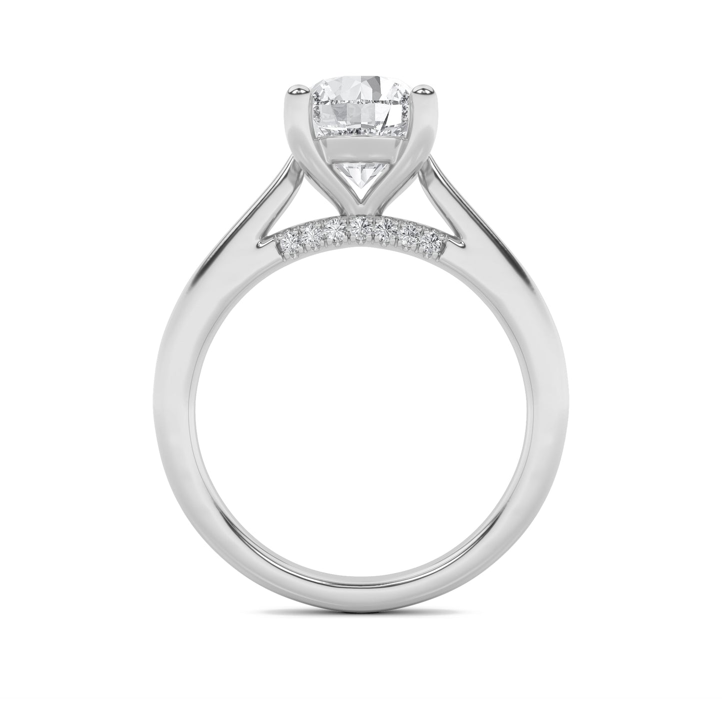 1Cttw Round Shaped Lab Grown Diamond (F/VS) Accented Enagement Ring in 14K Gold