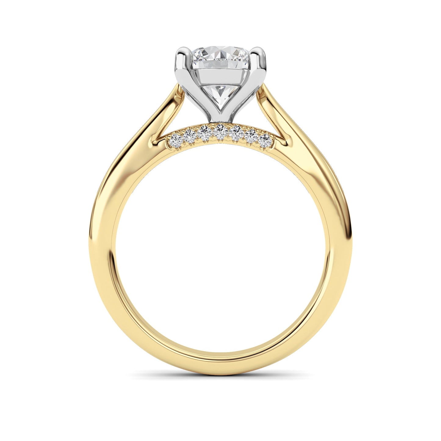 2Cttw Round Shaped Lab Grown Diamond (F/VS) Accented Enagement Ring in 14K Gold