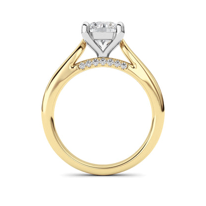 2Cttw Round Shaped Lab Grown Diamond (F/VS) Accented Enagement Ring in 14K Gold