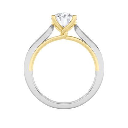 2Cttw Oval Shaped Lab Grown Diamond (F/VS) Two Tone Twisted Basket Cathedral Shank Solitaire Ring in14K Gold