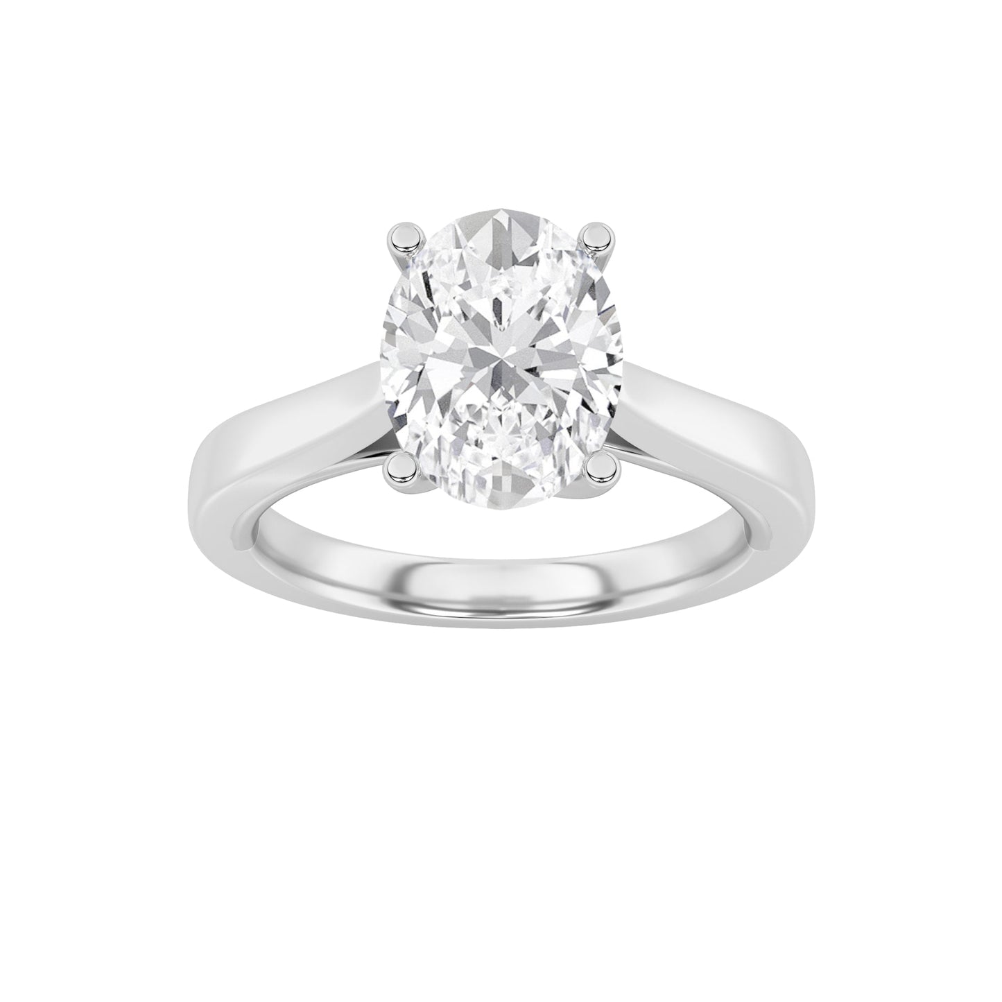 3Cttw Oval Shaped Lab Grown Diamond (G/VS) TwistedBasket Cathedral Shank Solitaire Ring in 14K Gold