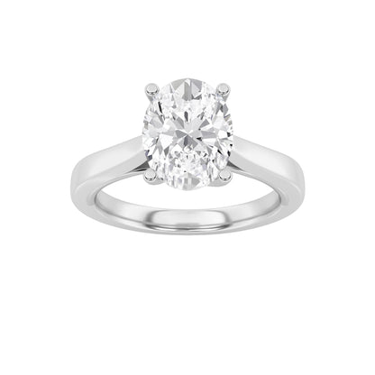 3Cttw Oval Shaped Lab Grown Diamond (G/VS) TwistedBasket Cathedral Shank Solitaire Ring in 14K Gold