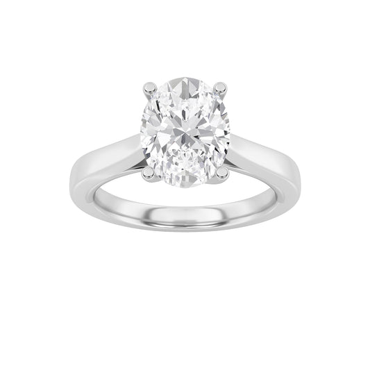 3Cttw Oval Shaped Lab Grown Diamond (G/VS) TwistedBasket Cathedral Shank Solitaire Ring in 14K Gold