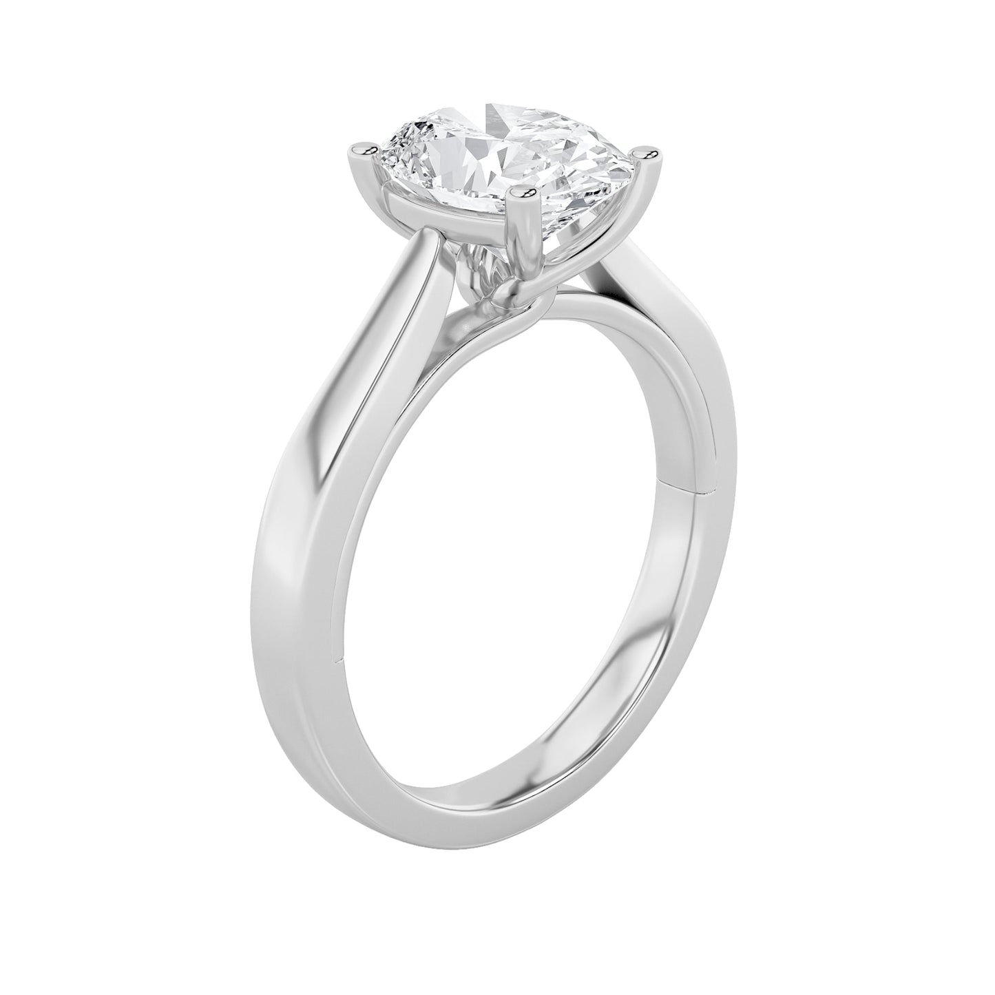 3Cttw Oval Shaped Lab Grown Diamond (G/VS) TwistedBasket Cathedral Shank Solitaire Ring in 14K Gold