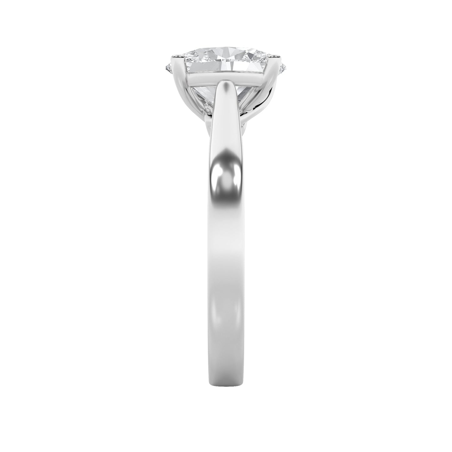 3Cttw Oval Shaped Lab Grown Diamond (G/VS) TwistedBasket Cathedral Shank Solitaire Ring in 14K Gold