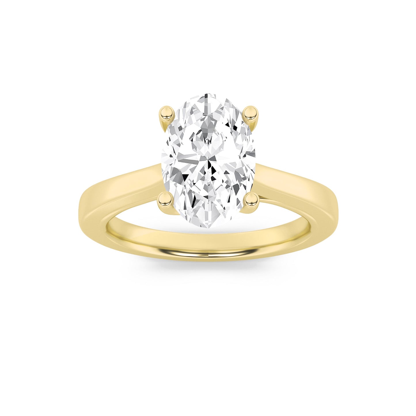 3Cttw Oval Shaped Lab Grown Diamond (G/VS) TwistedBasket Cathedral Shank Solitaire Ring in 14K Gold