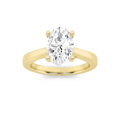 3Cttw Oval Shaped Lab Grown Diamond (G/VS) TwistedBasket Cathedral Shank Solitaire Ring in 14K Gold
