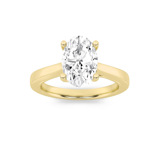 3Cttw Oval Shaped Lab Grown Diamond (G/VS) TwistedBasket Cathedral Shank Solitaire Ring in 14K Gold