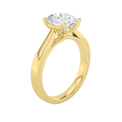 3Cttw Oval Shaped Lab Grown Diamond (G/VS) TwistedBasket Cathedral Shank Solitaire Ring in 14K Gold
