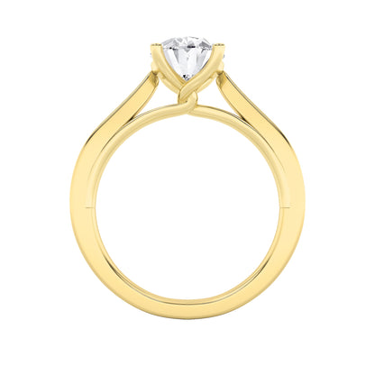 3Cttw Oval Shaped Lab Grown Diamond (G/VS) TwistedBasket Cathedral Shank Solitaire Ring in 14K Gold
