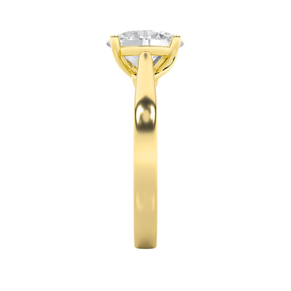 3Cttw Oval Shaped Lab Grown Diamond (G/VS) TwistedBasket Cathedral Shank Solitaire Ring in 14K Gold