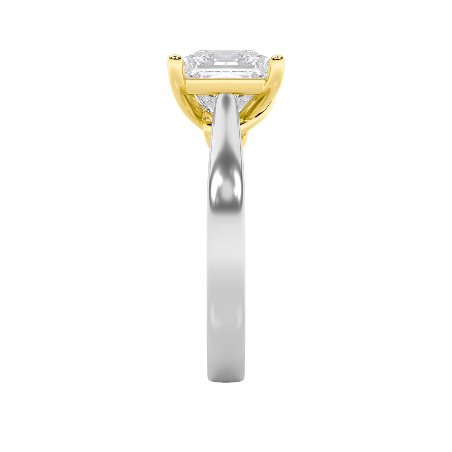 1Cttw Princess Shaped Lab Grown Diamond (F/VS) TwoTone Twisted Basket Cathedral Shank Solitaire Ring in 14K Gold