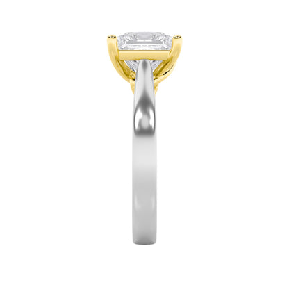 1Cttw Princess Shaped Lab Grown Diamond (F/VS) TwoTone Twisted Basket Cathedral Shank Solitaire Ring in 14K Gold
